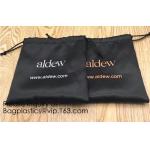 Black Satin Drawstring Bag With Gold Printing And Ribbon, Various Color Thick Matt Satin Dust Bag,Small Silver Satin Dra