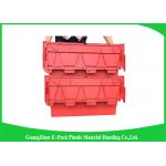 Nestable heavy duty plastic storage containers with attached lids stackable