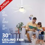 White Ceiling Fan Light Kids' Room DC Motor 30 Inch Mini LED Ceiling Fan for sale
