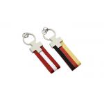 Webbing Strap Leather Key Holder Rectangle Iron Keyring Pantone Color for sale