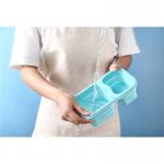 Silicone 3 Sections Bento Lunch Box Collapsible With Spork
