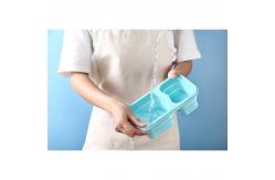 China Silicone 3 Sections Bento Lunch Box Collapsible With Spork supplier