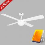 LED Solar Ceiling Fan Energy Saving Dc Motor 6 Speeds White Mdf Blade for sale