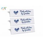 Sewing Garment Fabric Material Woven Clothing Labels Embroidered Blue On White for sale