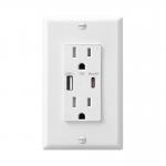 PC ABS AC Wall Outlet 15A With USB Charging Ports UL 498 Standard for sale