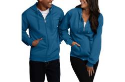 China High Quality Bule Polyester Cotton Full Zip Design Mens Hoodies Jackets with Pocket supplier