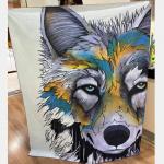 Lavish Home Blanket With Wolf Pattern Plush Soft Blanket For Couch Sofa Bed 50” X 60” for sale