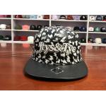 Custom black and white leather flat bill flat printing  snapback caps for sale