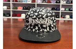 China Custom black and white leather flat bill flat printing  snapback caps supplier