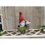 OEM / ODM Magnesium Oxide Garden Statue Gnome Riding On Turtle Statue