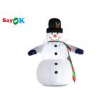 Oxfor Cloth Inflatable Holiday Decorations Wearing Black Hat And Mittens Blow Up Christmas Snowman for sale