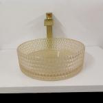 Champagne Glass Vanity Sink Bowl Cylinder Bathroom Crystal Diamond Art for sale