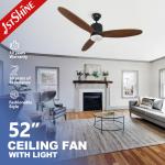 220V/50Hz Input Voltage 52inch Ceiling Fan with Light LED Light Source and Remote Control for sale