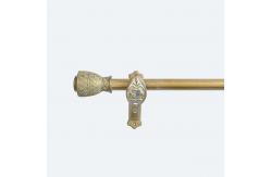 China Single Bracket Pipe Curtain Rods With 6M Gold White Resin Curtain Finials supplier