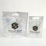 Customized Logo Zip Lock  Bags Flat Holographic Film Mini Mylar Three Side Seal