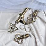 Classic Style Curtain Rod Accessories Aluminum Pattern Curtain Finials With Double Bracket