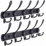 Multifunctional Wall Mounted Coat Hook Rail Stainless Steel Over Door 5 Tri Hooks Black for sale
