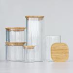 Customized High Borosilicate Glass Coffee Canister Square Jar With Lid 200ml