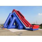 Blue And Red Giant Inflatable Slide With Three Lanes / Digital Printing