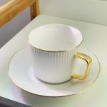European Style Striped Ceramic Coffee Cup Afternoon Tea Set With Spoon And Saucer ceramic coffee tea cups saucers set for sale