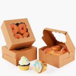 Kraft Paper Square Cake Box with Hollow Window for sale