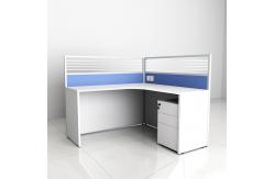 China Blue Glass Partition Single Office Workstation Desk With Cabinet supplier