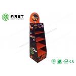 Full Color Printing Portable Paper Cardboard Floor Display Shelf With Removable Header for sale