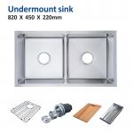 5050 Double Bowl 18 Gauge Stainless Steel Undermount Kitchen Sink for sale