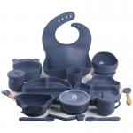 Dark Blue Rubber Silicone Plate Set Feeding Bottle Bib Plates Biodegradable for sale