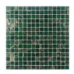 Classical Retro Style Green Glass Mosaic Tiles With Gold Line Bathroom Toilet Background Wall Tiles for sale