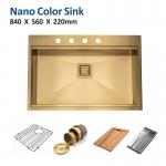 5mm Coloured Stainless Steel Sink Glod Brushed 30 Inch Top Mount Kitchen Sink for sale