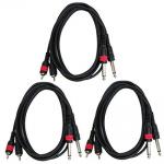 6ft Patch Cable , Audio Link Cable Dual RCA To Dual 1/4 TS Black Cables - 6' Home Series Cord for sale