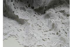 China White Water Woluble French Polyester Guipure Lace Fabric With 3D Flower Design supplier