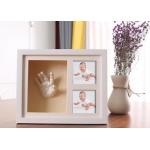 Wooden 3D Hand And Foot Casting Kits Photo Frame White Baby Shower Gifts for sale