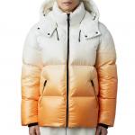 New Custom Men Windproof Down Puffer Jacket Ombre Color Printed Polyester Hooded Down Jacket for Men for sale