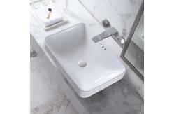 China White Art Rectangular Sanitary Ware Basin Table Top Bathroom Sink supplier