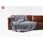 Anti - Winkle Animal faux Fur Throw Blankets Custom Black discharge White stripes With customized  Logo for sale