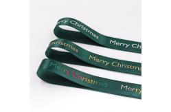 China Custom Patterned Hot Stamp Ribbon , Smooth Surface Green Satin Ribbon supplier
