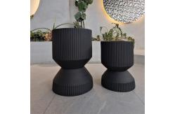 China Round Minimal Texture Fibre Clay Plant Pot Lightweight In Black supplier