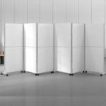 White Portable Office Room Divider Folding Office Space Dividers On Wheels for sale
