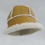 Women shearling lined sheepskin beanie bucket winter hat 6 panel hat for sale