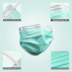 Anti Dust Green Disposable Mask , Earloop Face Mask High Filtration Capacity for sale