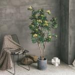 Yellow Cassia Flowering Artificial Foliage Tree Hotel Decoration for sale