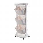 Beige 3 Tier Tall Rolling Laundry Cart With 3 Removable Hamper for sale