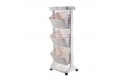 China Beige 3 Tier Tall Rolling Laundry Cart With 3 Removable Hamper supplier