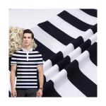 Comfortable Black Stripe Fabric Mercerized Cotton Skin Friendly Texture for sale