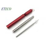 Aluminum Travel Case Telescopic Stainless Steel Straws Colorful Lead Free for sale