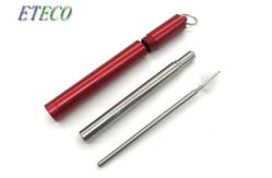 China Collapsible Telescopic Stainless Steel Straws Metal Capsule Shell Silicone Tips supplier