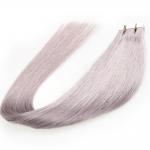 Brazilian Virgin Glue PU Tape Hair Extensions For Thin Hair , Grey Color for sale