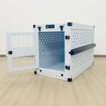 Portable White Aluminum Collapsible Single Dog Crate Box Folding Pet Carrier